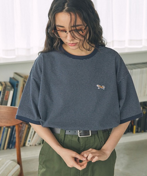 ヤマダヤ　スコットクラブ　新品　ロゴワッペンボーダートップス ヤマダヤスコットクラブ新品ロゴワッペンボーダートップス