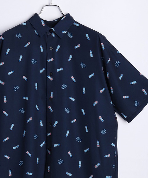 WESTSEA(ウエストシー)の「冷感とろみ シルクタッチ 総柄プリント 半袖シャツ(シャツ/ブラウス・メンズ・ホワイト/ミント/ネイビー/サックスブルー・M/L)」の1枚目の写真