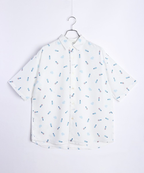 WESTSEA(ウエストシー)の「冷感とろみ シルクタッチ 総柄プリント 半袖シャツ(シャツ/ブラウス・メンズ・ホワイト/ミント/ネイビー/サックスブルー・M/L)」の5枚目の写真