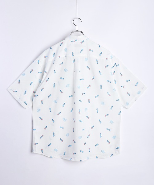 WESTSEA(ウエストシー)の「冷感とろみ シルクタッチ 総柄プリント 半袖シャツ(シャツ/ブラウス・メンズ・ホワイト/ミント/ネイビー/サックスブルー・M/L)」の6枚目の写真