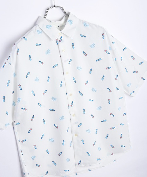 WESTSEA(ウエストシー)の「冷感とろみ シルクタッチ 総柄プリント 半袖シャツ(シャツ/ブラウス・メンズ・ホワイト/ミント/ネイビー/サックスブルー・M/L)」の7枚目の写真