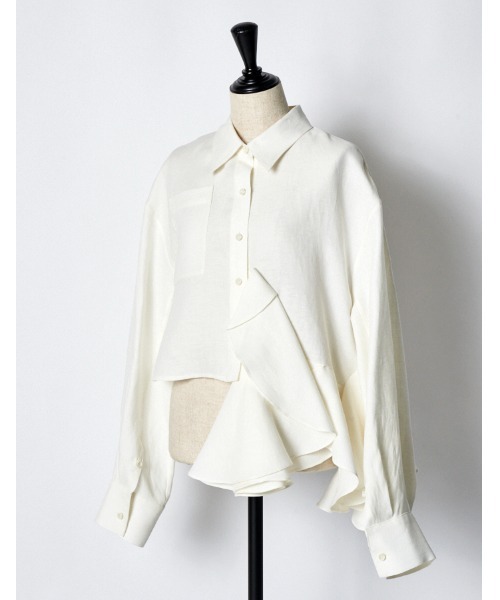 RUMCHE（ラムシェ）の「Moon Ruffle Shirt / ムーンラッフルシャツ（シャツ/ブラウス・レディース・オフホワイト・FREE）」の5枚目の写真