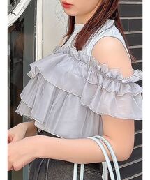 2WAYスリーブコンパクトフリルトップス