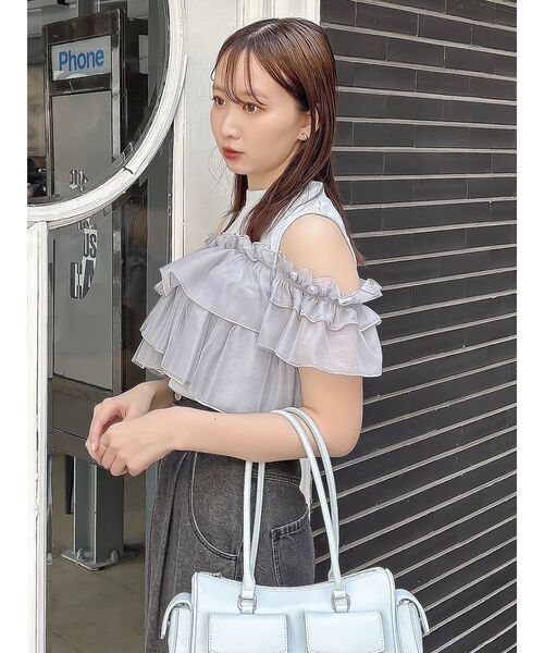 セール】2WAYスリーブコンパクトフリルトップス（Tシャツ