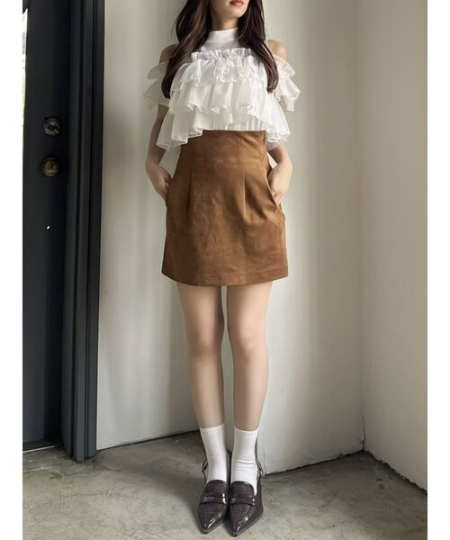 tシャツ 2WAYスリーブコンパクトフリルトップス レディース dazzlin tシャツ 2WAYスリーブコンパクトフリルトップス