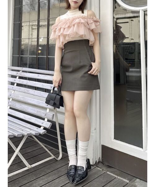 dazzlin（ダズリン）の「2WAYスリーブコンパクトフリルトップス（Tシャツ/カットソー・レディース・ピンク/ブルー/グレー/オフホワイト/ブラック・FREE）」の11枚目の写真