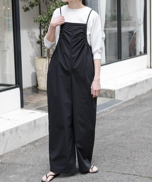 FORK&SPOON（フォークアンドスプーン）の「FORK&SPOON　サイドギャザーサロペット（サロペット/オーバーオール・レディース・カーキ/ブラック・1/2）」の11枚目の写真