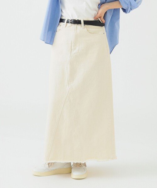 B:MING by BEAMS（ビーミングバイビームス）の「綿麻 デニム スカート（S～M）（デニムスカート・レディース・ホワイト系その他5/インディゴブルー/ライトブルー・SMALL/MEDIUM）」の2枚目の写真