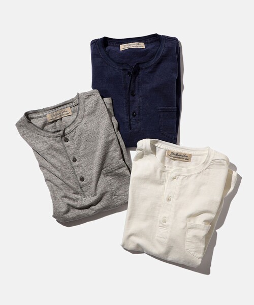 REMI RELIEF(レミレリーフ)の「【別注】REMI RELIEF / Henley Neck Pocket T-shirt(Tシャツ/カットソー・メンズ・ホワイト/ネイビー・SMALL/MEDIUM/LARGE/X-LARGE)」の3枚目の写真