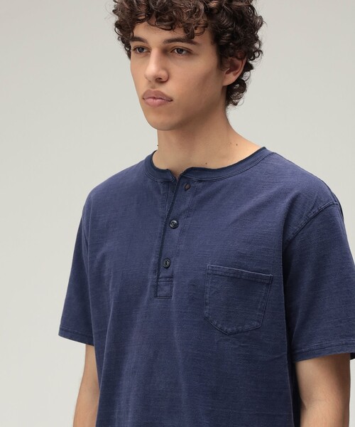 REMI RELIEF(レミレリーフ)の「【別注】REMI RELIEF / Henley Neck Pocket T-shirt(Tシャツ/カットソー・メンズ・ホワイト/ネイビー・SMALL/MEDIUM/LARGE/X-LARGE)」の7枚目の写真