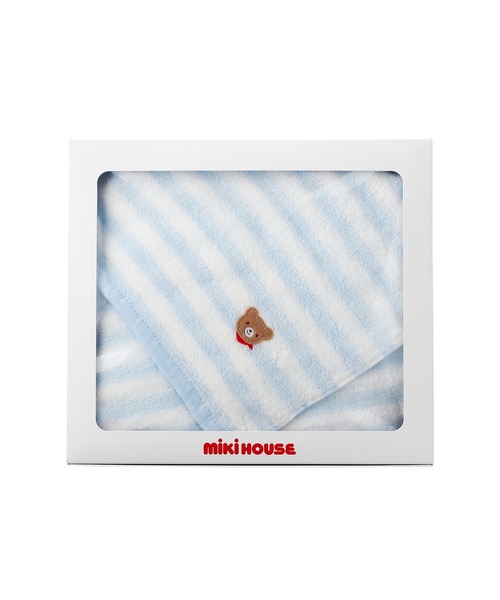 MIKI HOUSE（ミキハウス）の「■ボーダーバスタオル【ギフトBOX入り】（ベビーギフト・キッズ・ピンク/イエロー/ブルー・ONE SIZE）」の5枚目の写真
