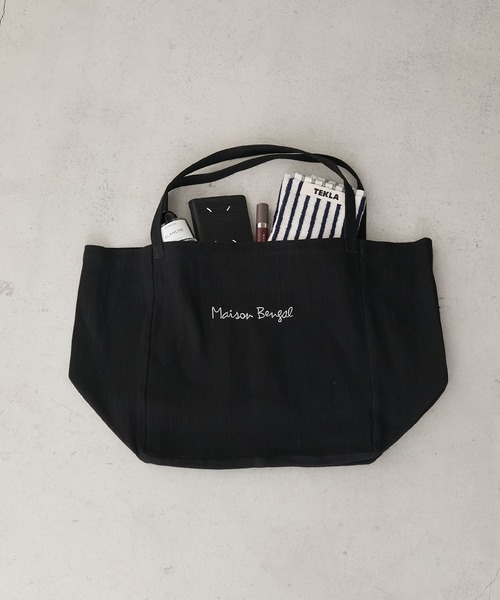 MAISON BENGAL(マイソンベンガル)の「【forksy.】【Maison Bengal】メゾンベンガル ジュート ロゴ刺繍 ビッグトートバッグ(トートバッグ・レディース・ナチュラル/ブラック/グリーン・FREE)」の1枚目の写真