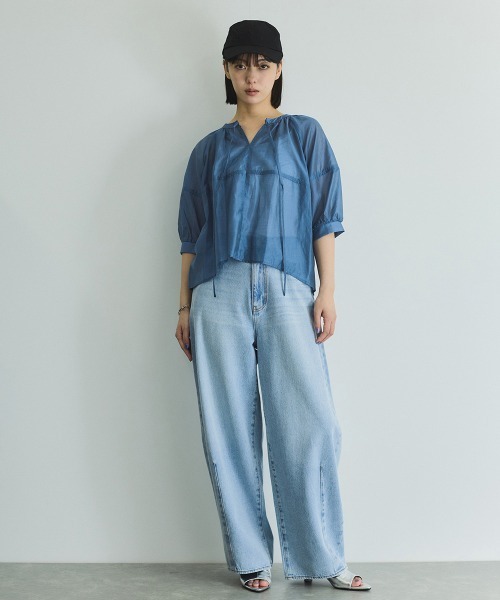 VICKY(ビッキー)の「5ポケットライトオンスデニムカービングパンツ≪手洗い可能≫(デニムパンツ・レディース・ブルー/ライトブルー・M/L)」の18枚目の写真