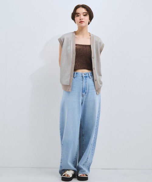 VICKY(ビッキー)の「5ポケットライトオンスデニムカービングパンツ≪手洗い可能≫(デニムパンツ・レディース・ブルー/ライトブルー・M/L)」の7枚目の写真