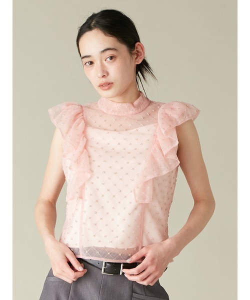 L.B CANDY STOCK]ボウタイビジューブラウス（シャツ/ブラウス）｜LILY  