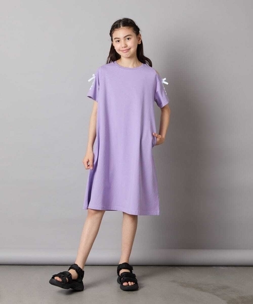 a.v.v（アーヴェヴェ）の「【ワンピース人気NO1/毛玉になりにくい】[140-150]オフショルレースアップワンピース（ワンピース・キッズ・ライトブルー/ライトピンク/ブラック/ライラック/ブルー・140/150）」の12枚目の写真