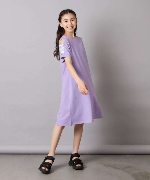 a.v.v（アーヴェヴェ）の「【ワンピース人気NO1/毛玉になりにくい】[140-150]オフショルレースアップワンピース（ワンピース・キッズ・ライトブルー/ライトピンク/ブラック/ライラック/ブルー・140/150）」の14枚目の写真