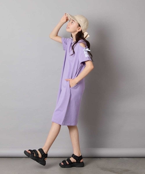 a.v.v（アーヴェヴェ）の「【ワンピース人気NO1/毛玉になりにくい】[140-150]オフショルレースアップワンピース（ワンピース・キッズ・ライトブルー/ライトピンク/ブラック/ライラック/ブルー・140/150）」の17枚目の写真