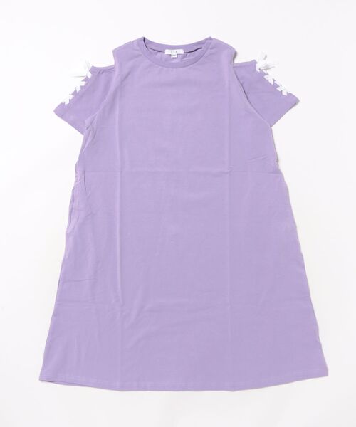 a.v.v（アーヴェヴェ）の「【ワンピース人気NO1/毛玉になりにくい】[140-150]オフショルレースアップワンピース（ワンピース・キッズ・ライトブルー/ライトピンク/ブラック/ライラック/ブルー・140/150）」の6枚目の写真