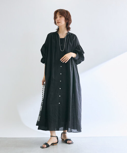 ハンドメイド　日本製上質コットンリネンワンピース コットンリネンツイルワンピース – PRISTINE
