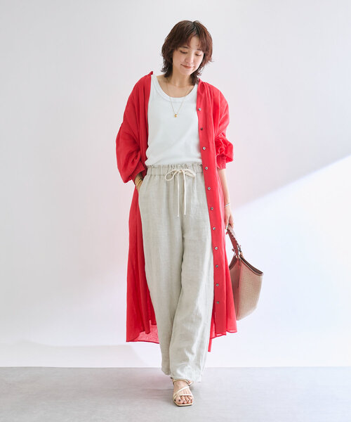 かぐれ　リネンギャザーシャツワンピース かぐれ（カグレ）の「リネンギャザーシャツワンピース