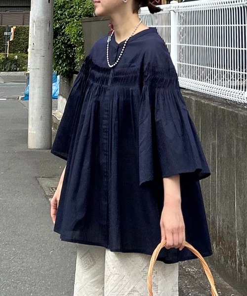 アドミラル♡2024FW【新品】フロントピンタックフレアスリーブシャツ ピンタックフレアシャツ【洗濯機洗い可】（シャツ・ブラウス