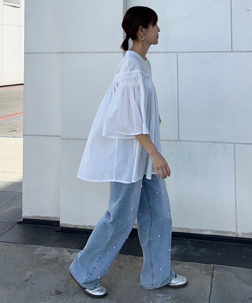 notch.（ノッチ）の「【 notch. by KR 】ピンタックフレアブラウス（シャツ/ブラウス・レディース・ブラック/ネイビー/チャコール/オフホワイト・M）」の10枚目の写真