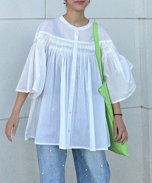 notch.（ノッチ）の「【 notch. by KR 】ピンタックフレアブラウス（シャツ/ブラウス・レディース・ブラック/ネイビー/チャコール/オフホワイト・M）」の12枚目の写真