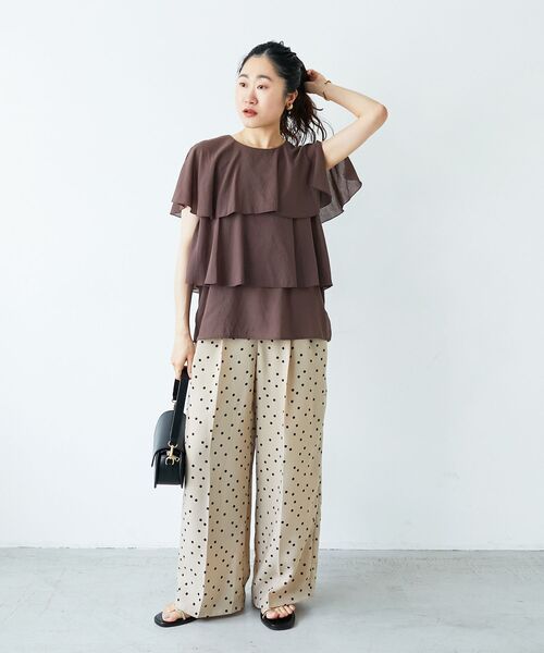 le.coeur blanc（ルクールブラン）の「リネンライクスラブドットタックパンツ（その他パンツ・レディース・ベージュ系その他2/グレー系その他・38）」の14枚目の写真