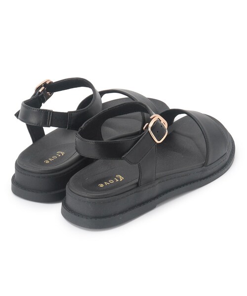 grove(グローブ)の「アンクルベルトフットベッドサンダル(サンダル・レディース・ブラック/ダークブラウン系6・M/L/S)」の5枚目の写真