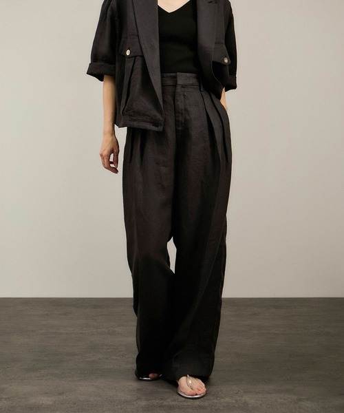 TN様 リネンツイルパンツ SALON adam et rope'｜リネンツイルタックパンツ | Rakuten