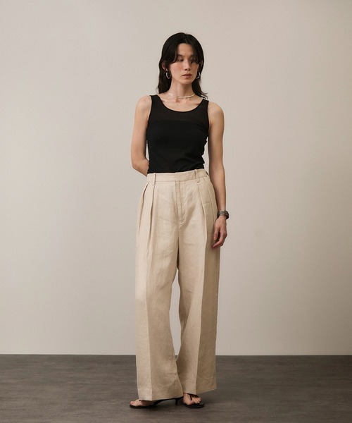 deadstock リネンタックパンツ イタリア製 リネンスラックス B.C STOCK スラックス パンツ ウォッシャブル / リネンライク