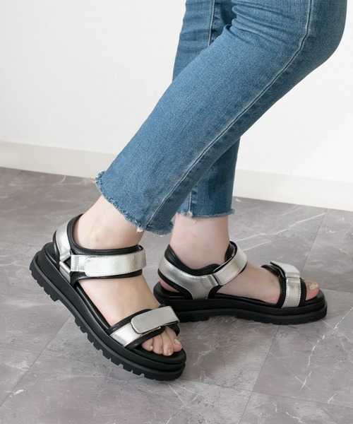 最終価格✨MOHI モヒ ベルクロ レザー ストラップ スポーツ　サンダル 37 MOHI モヒ サンダル RD22-10 レディース ベルクロ ストラップ