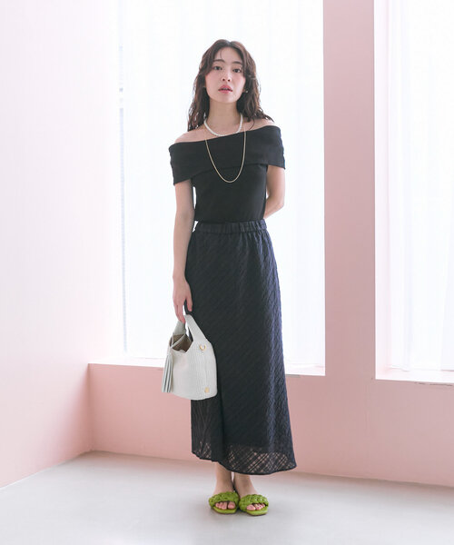 清楚で上品】シアーチェックバイアススカート