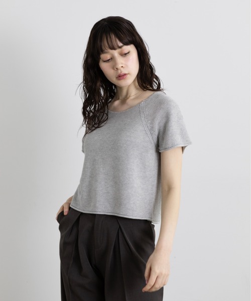 Lunea（ルネア）の「タイ付きサマーニットトップス（Tシャツ/カットソー・レディース・ナチュラル/ブラック/ライトブルー/ホワイト/ライトグレー・FREE）」の16枚目の写真