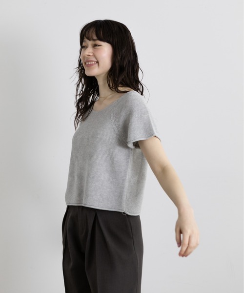 タイ付きサマーニットトップス（Tシャツ/カットソー）｜Lunea