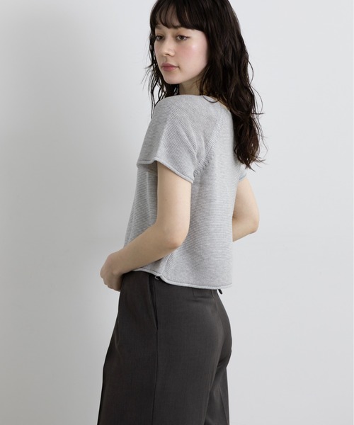 Lunea（ルネア）の「タイ付きサマーニットトップス（Tシャツ/カットソー・レディース・ナチュラル/ブラック/ライトブルー/ホワイト/ライトグレー・FREE）」の19枚目の写真