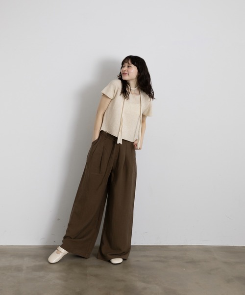 タイ付きサマーニットトップス（Tシャツ/カットソー）｜Lunea