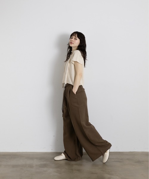 Lunea（ルネア）の「タイ付きサマーニットトップス（Tシャツ/カットソー・レディース・ナチュラル/ブラック/ライトブルー/ホワイト/ライトグレー・FREE）」の10枚目の写真