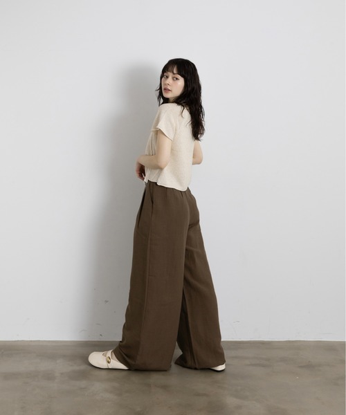 Lunea（ルネア）の「タイ付きサマーニットトップス（Tシャツ/カットソー・レディース・ナチュラル/ブラック/ライトブルー/ホワイト/ライトグレー・FREE）」の7枚目の写真