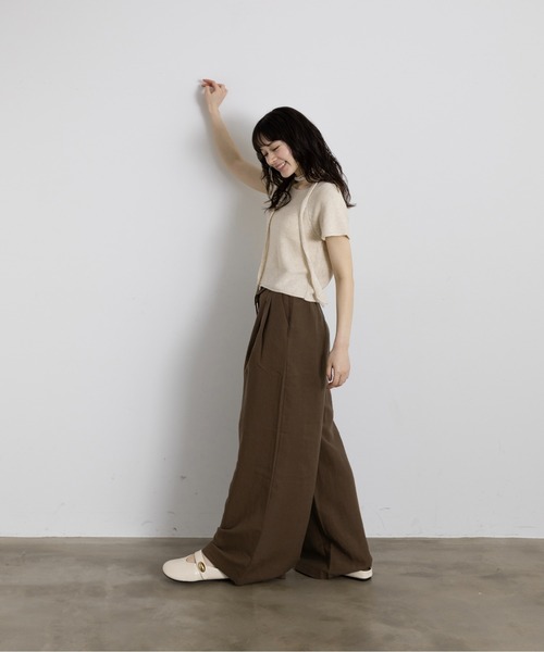 Lunea（ルネア）の「タイ付きサマーニットトップス（Tシャツ/カットソー・レディース・ナチュラル/ブラック/ライトブルー/ホワイト/ライトグレー・FREE）」の8枚目の写真