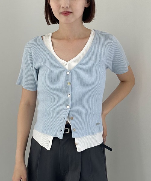 archives（アルシーヴ）の「Ｖネックレイヤードニットアンサンブル（アンサンブル・レディース・ブラック/イエロー/ブルー・MEDIUM）」の5枚目の写真