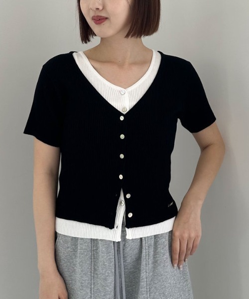 archives（アルシーヴ）の「Ｖネックレイヤードニットアンサンブル（アンサンブル・レディース・ブラック/イエロー/ブルー・MEDIUM）」の14枚目の写真