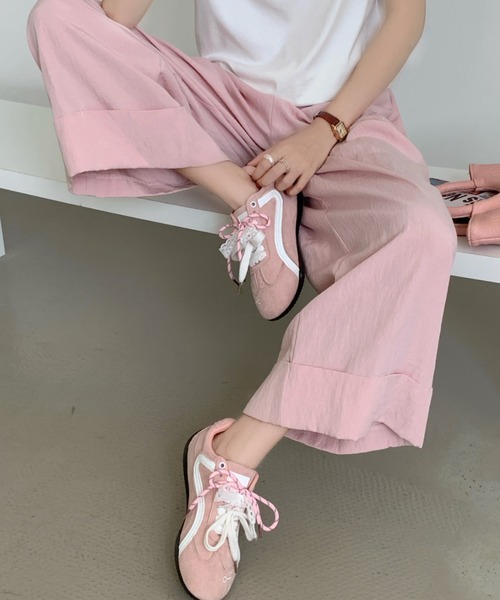 Sibra（シブラ）の「遊び心くすぐる刺繍×レトロカラーのヴィンテージ風スニーカー（スニーカー・レディース・ブラウン/レッド/ブルー/ピンク・L/M/S/24/23.5/23/22.5/24.5）」の7枚目の写真