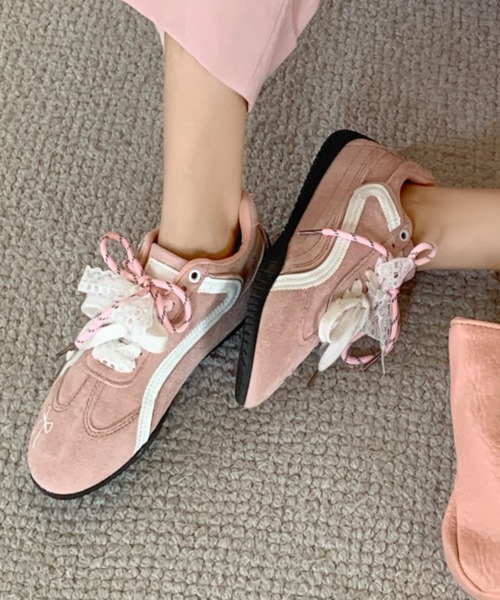 Sibra（シブラ）の「遊び心くすぐる刺繍×レトロカラーのヴィンテージ風スニーカー（スニーカー・レディース・ブラウン/レッド/ブルー/ピンク・L/M/S/24/23.5/23/22.5/24.5）」の8枚目の写真