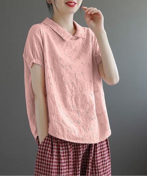 BLANC FICELLE(ブランフィセル)の「バックボタン スキッパー シャツ(シャツ/ブラウス・レディース・サックスブルー/ネイビー/ホワイト/ピンク・M/L/XL)」の4枚目の写真