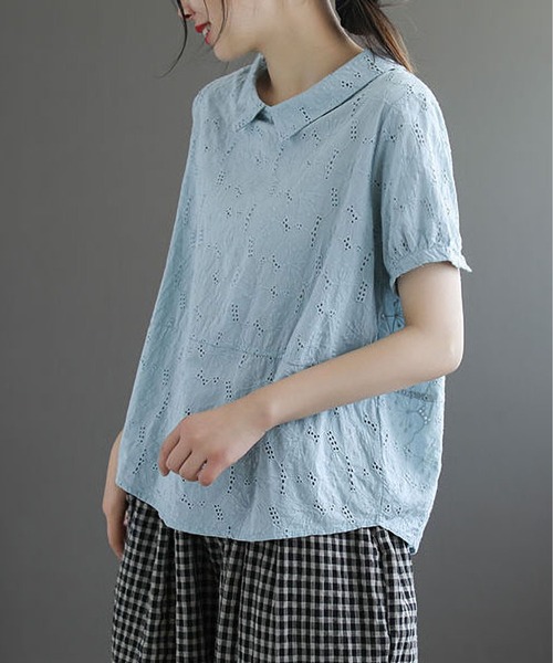 BLANC FICELLE(ブランフィセル)の「バックボタン スキッパー シャツ(シャツ/ブラウス・レディース・サックスブルー/ネイビー/ホワイト/ピンク・M/L/XL)」の9枚目の写真
