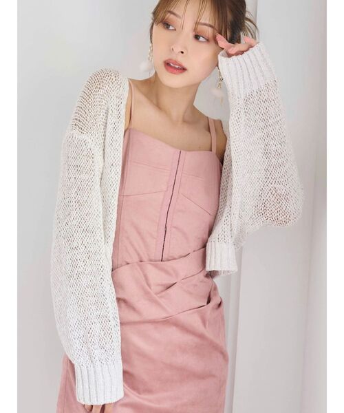 MERCURYDUO（マーキュリーデュオ）の「透かし編みラメボレロカーディガン（カーディガン/ボレロ・レディース・オフホワイト・FREE）」の6枚目の写真