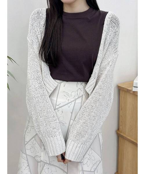 MERCURYDUO（マーキュリーデュオ）の「透かし編みラメボレロカーディガン（カーディガン/ボレロ・レディース・オフホワイト・FREE）」の14枚目の写真