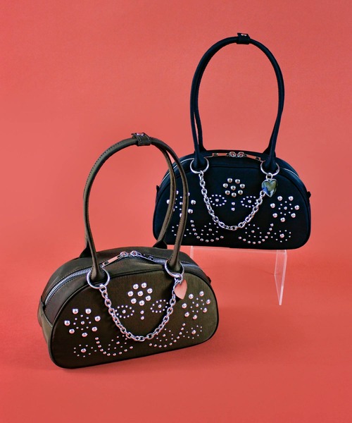 Casselini（キャセリーニ）の「Casselini(キャセリーニ)スタッズナイロンボストン（ボストンバッグ・レディース・ブラウン/ブラック・FREE）」の7枚目の写真